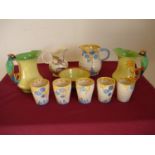 Collection of Studio and decorative ware ceramics including two Burleighware parrot handled jugs (