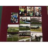 Twelve 6x4inch prints signed by various jockeys including Rhys Flint, A Coleman, C Wallis, Henry