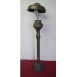 Unusual Eastern style brass lamp with pierced decoration