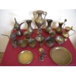 Large selection of mostly Eastern style copper, brassware and other metal ware in one box