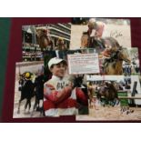 Five 12x8inch and one 10x8inch colour photographs signed by American jockey Mike E Smith