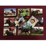 Twelve 6x4inch signed coloured prints including Keiron Fallon, Martin Dwyer, Jimmy Fortune, S W