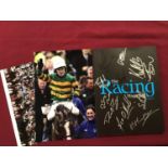 Copy of The racing magazine from 2010, the cover signed by various jockeys including JonJo O'