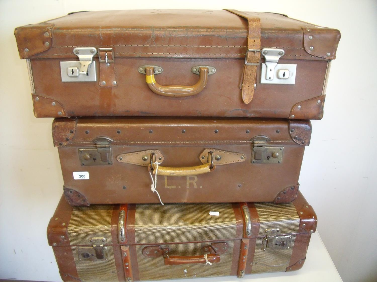 Set of three vintage suitcases