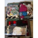 Three boxes of assorted knitting wool