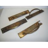 Four early - mid 20th C brass door handles