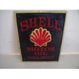 Cast metal reproduction Shell Motor Oil advertising sign (19.5cm x 24.5cm)