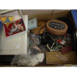 Box containing an extremely large collection of various assorted costume jewellery, jewellery