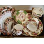 Selection of Royal Albert Country Roses dinner plates, bowls, cups etc, an Edwardian part tea