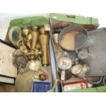 Framed and mounted Red Cross Society certificate, various brass copperware and pewter ware in two