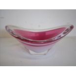 Signed Studioware glass bowl, Flygsfous-61 (18cm x 10cm x 8cm)