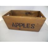 Pine rectangular 'Apples' box with twin carrying handles (45cm x 25cm x 20cm)