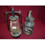 Two railway carriage lamps