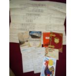 Selection of Cunard White Star Line menus, timetables, brochures etc