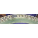 Reproduction painted wood double sided locomotive name plate for Saint Sebastian and Lalla Rookh (