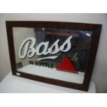 Framed Bass in Bottle beer advertising mirror (69cm x 50cm)