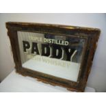 Gilt framed Triple Distilled Paddy Irish Whiskey advertising mirror (68cm x 50cm)