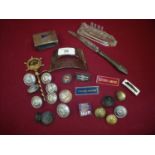 Railway buttons, plaque, flatware stamped LNER, badges and related items