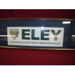 Framed and mounted Eley sign (11cm x 33cm including frame)