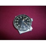 Large German navigators/pilots watch with black dial with fluorescent numbers (diameter 5cm) with