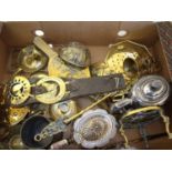 Good selection of various brass, copper and plated ware in one box including pewter tankard,