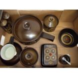 Denby Arabesque salt & pepper tureen, sauce boat, butter dish etc in one box