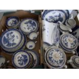 Booths 'Real Old Willow' pattern dinnerware in two boxes