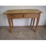 Victorian pine and oak side table with single drawer