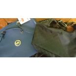 Blue bag with Michael Kors Logo and a Gucci style bag with cover