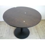 Circular bar/café table with wooden top and cast metal base (diameter 90cm)