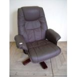 Swivel chair on brown leather