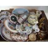 Selection of various oriental and other decorative ceramics in one box