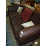 Modern as new large three seat Knoll type brown leather sofa (width 240cm)