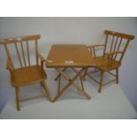 Pair of spindle back dolls chairs and matching folding table