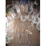 Set of six drinking crystal glasses and crystal & other wine glasses in one box