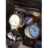 Late 19th C French two train clock movement with silk suspension and count wheel, a late 19th C