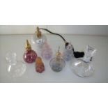 Collection of eight glass scent bottles