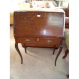 Early 20th C ladies writing bureau with brass handles