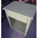 Painted pine single drawer two tier side table (51cm x 37cm x 70cm)