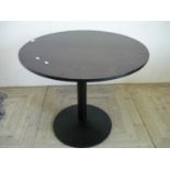 Circular bar/café table with wooden top and cast metal base (diameter 90cm)