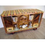 Large handmade wooden model of a steam organ with fitted electric tape recorder and speakers (approx