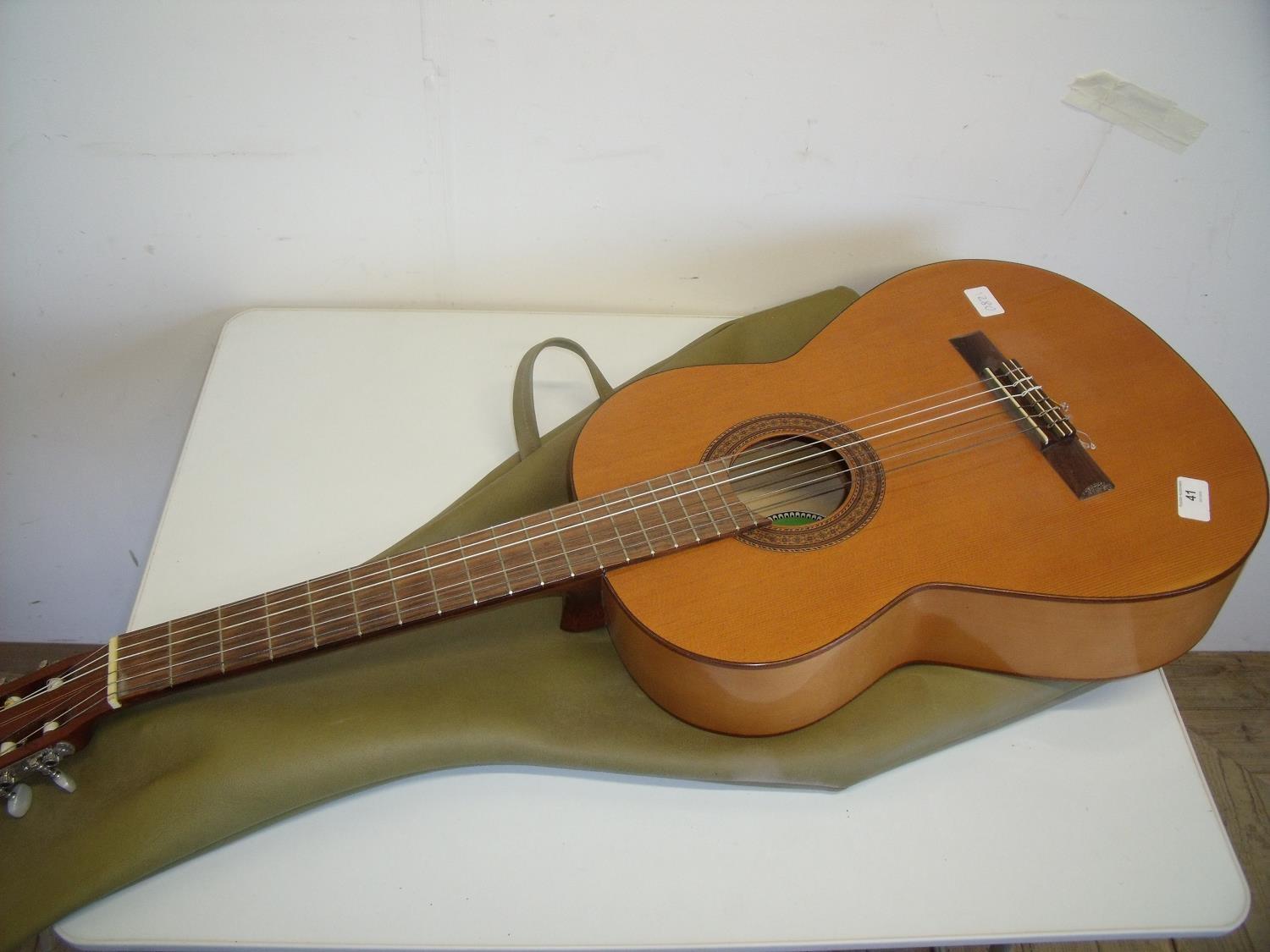 Malaga BM Spanish six string acoustic guitar with soft carry case