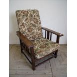 Early 20th C oak reclining armchair