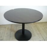 Circular bar/café table with wooden top and cast metal base (diameter 90cm)