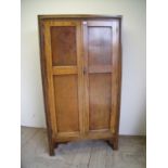 Early 20th C oak fitted wardrobe