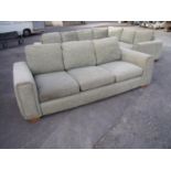 Three seat settee including green chenille pattern fabric (matching the previous lot) (235cm)