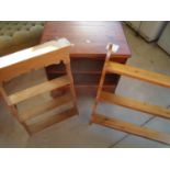 Two small pine wall racks and a pine side unit with open top above single drawer (3)