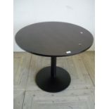 Circular bar/café table with wooden top and cast metal base (diameter 90cm)