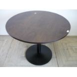 Circular bar/café table with wooden top and cast metal base (diameter 90cm)