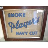 Oak framed advertising board for 'Smoke Players Navy Cut' (64cm x 54cm)